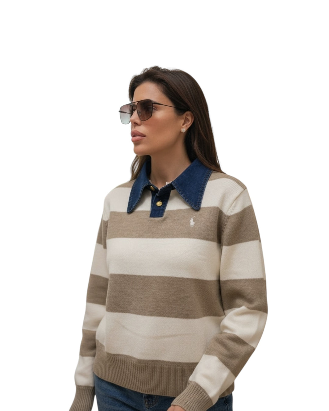 סריג POLO פסים שילוב ג׳ינס