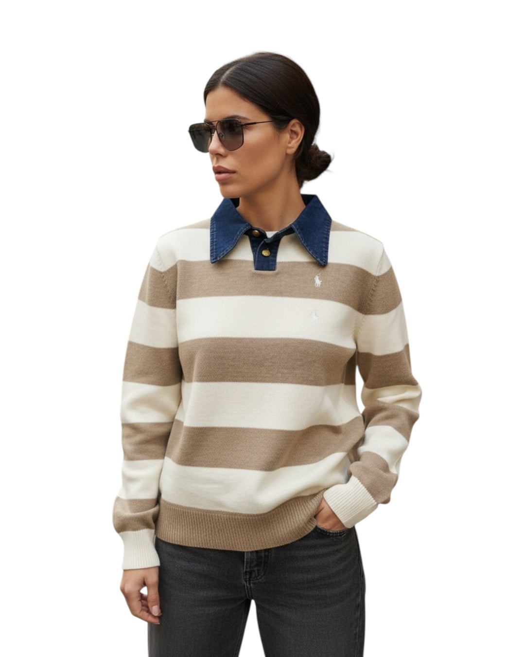 סריג POLO פסים שילוב ג׳ינס