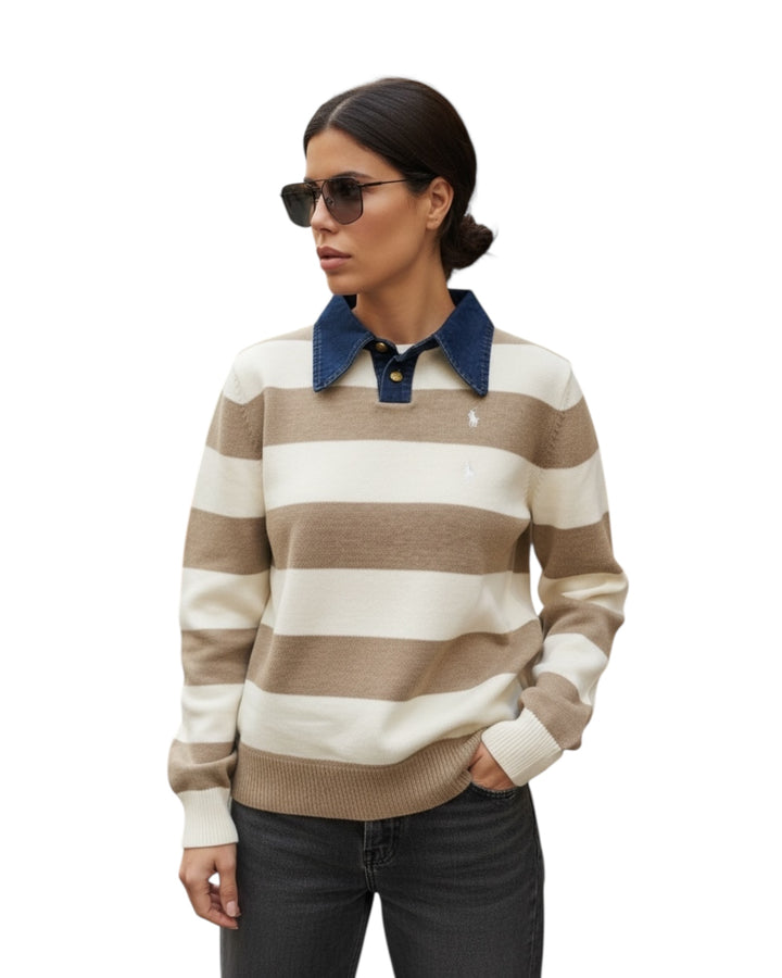 סריג POLO פסים שילוב ג׳ינס