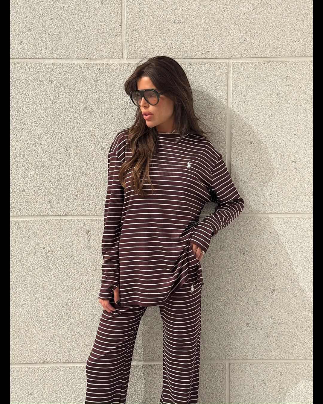 חליפת POLO פסים שילוב כפפה