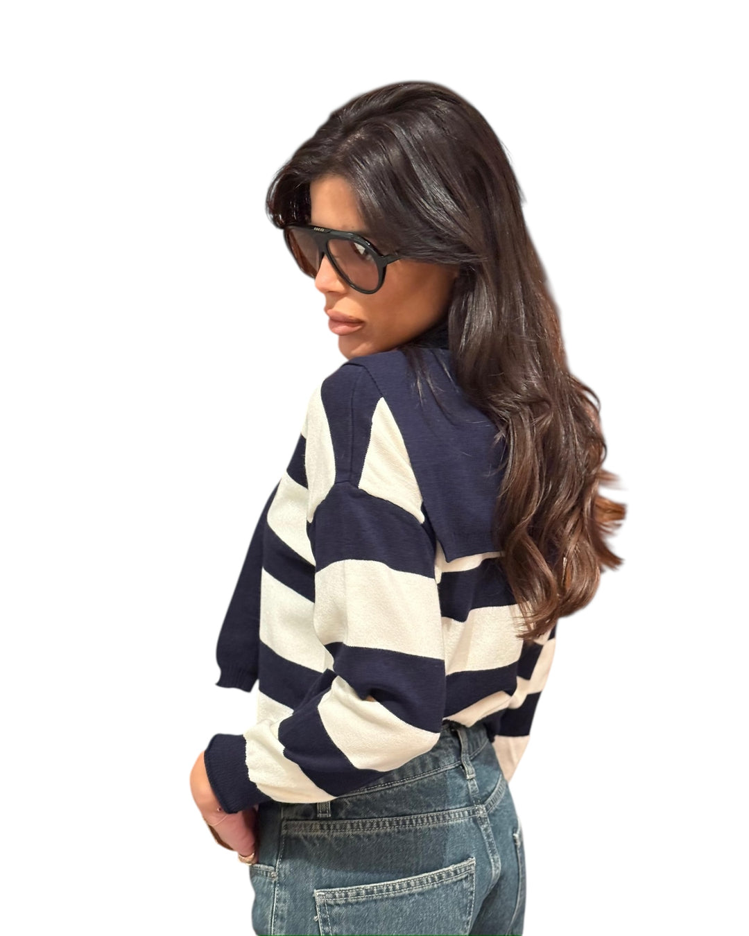 סריג POLO פסים שילוב צעיף