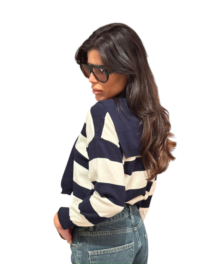 סריג POLO פסים שילוב צעיף