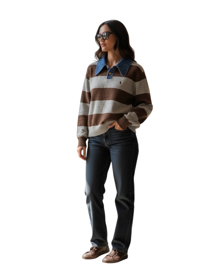 סריג POLO פסים שילוב ג׳ינס