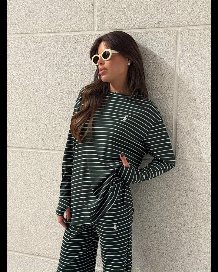 חליפת POLO פסים שילוב כפפה