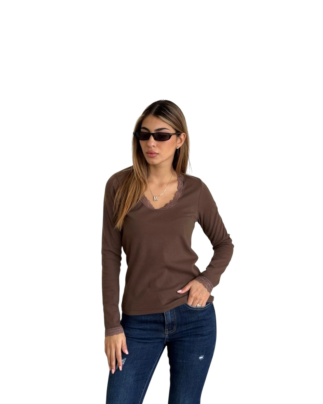 חולצת כפפה שילוב תחרה