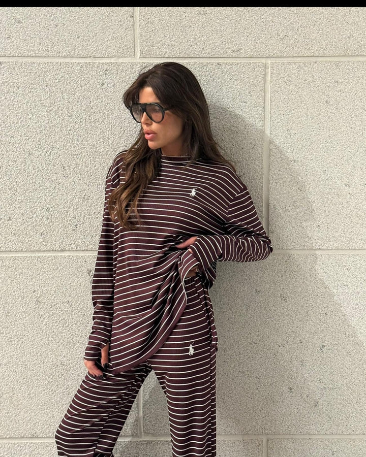 חליפת POLO פסים שילוב כפפה