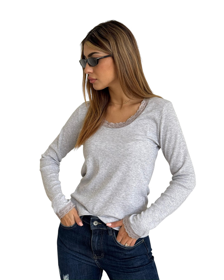 חולצת כפפה שילוב תחרה