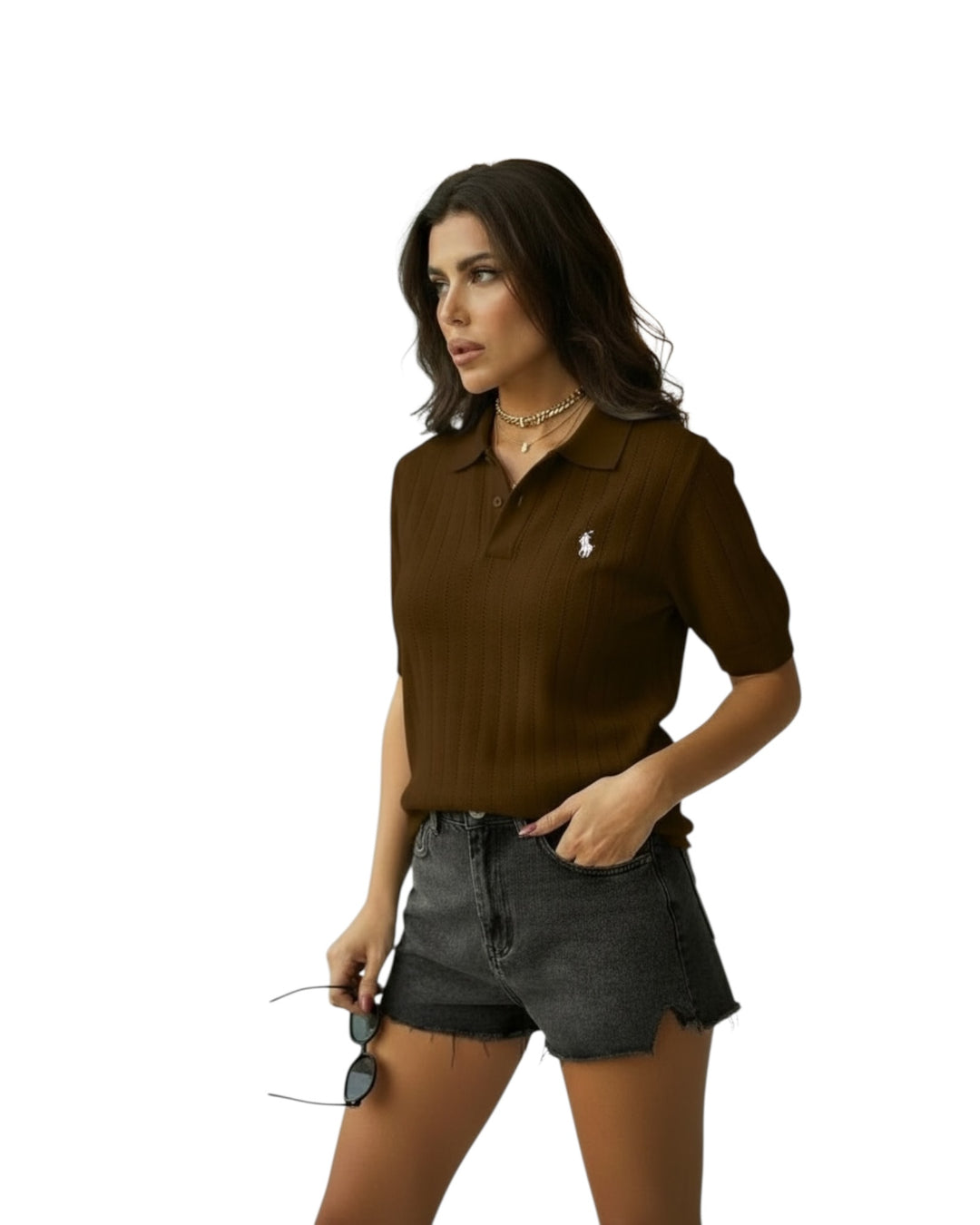 סריג POLO דק שילוב כפתורים