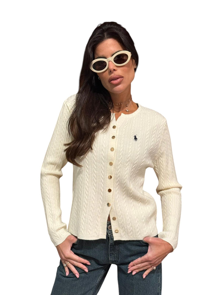 סריג POLO צמות שילוב כפתורים