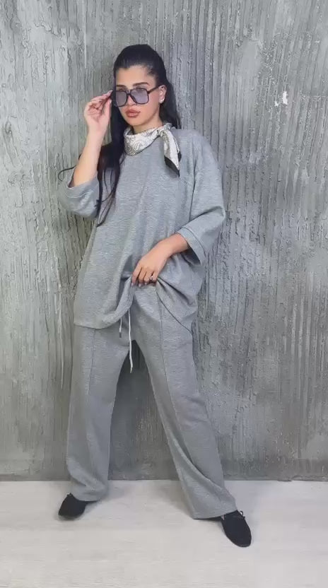 חליפת מודל אובר סאייז ניקי שילוב צעיף קיץ