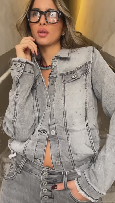 ג׳קט ג׳ינס שילוב אבנים